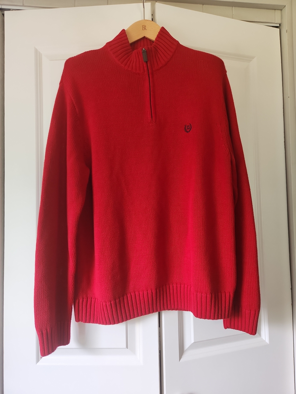 Chaps Men's Bright Red Zip Mock Neck Sweater